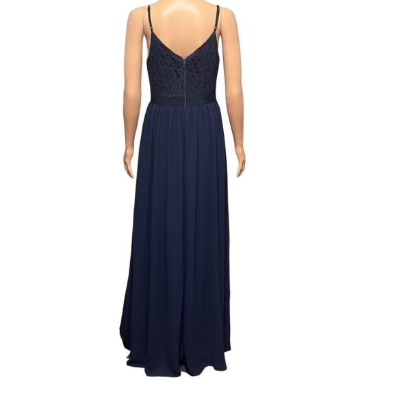 INA (i:na) Navy Lace Spaghetti Strap Long Gown - Picture 3 of 16